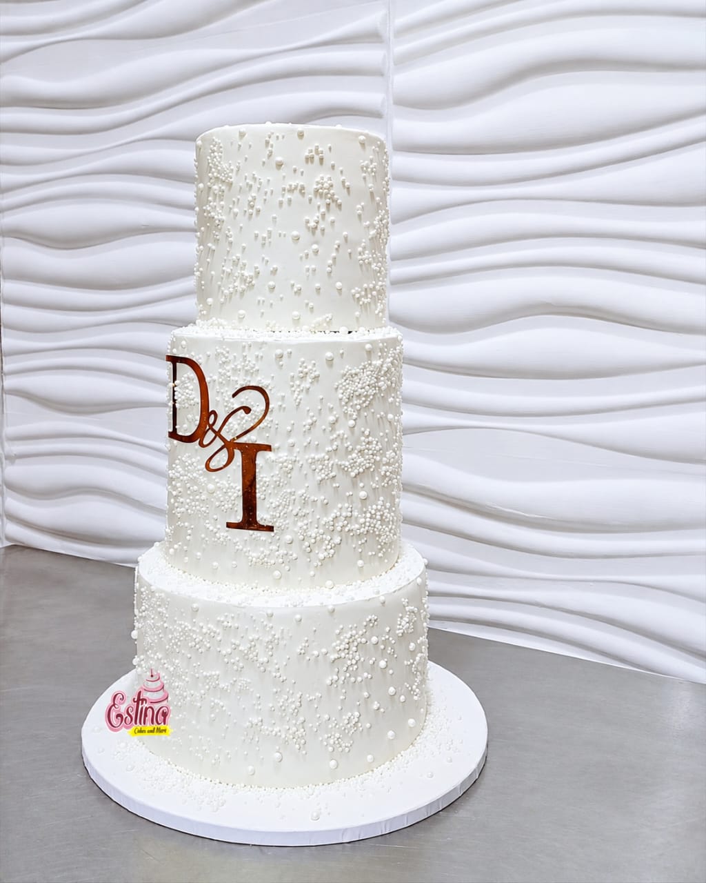 D&I Elegant Pearl 3-Tier Wedding Cake